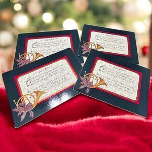 Pimpernel Festive Scroll Christmas Placemats 4 Set Cork Back Holiday Table Mats